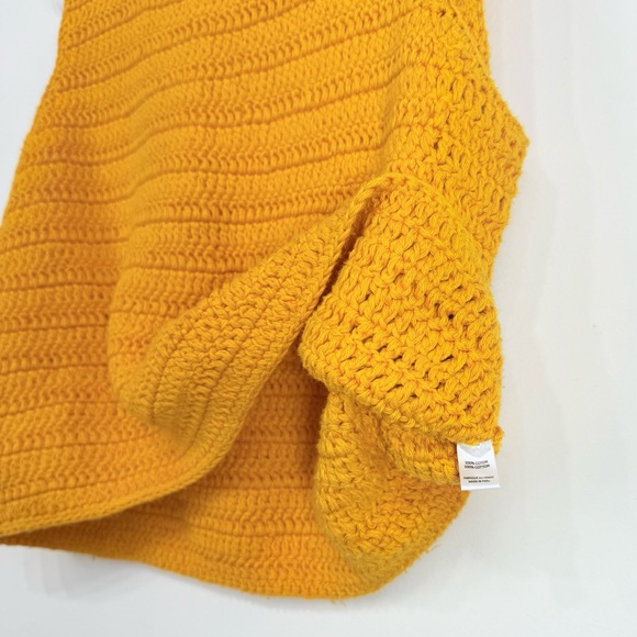 Anthropologie Moth Marigold Yellow Crochet Keyhole Sleeveless Sweater Vest Top - Picture 11 of 13